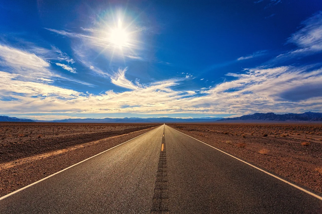 death valley, desert, highway, road, rural, countryside, landscape, sky, nature, sunny, california, desert, highway, road, road, road, road, road, sky, sky. Phoenix and Denver climate factors for mover household estimates