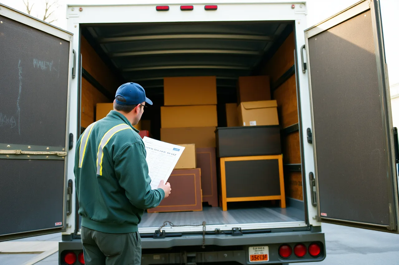 Candidate planning truck load from a survey sheet at the truck (Staffing a moving company with people who stay)